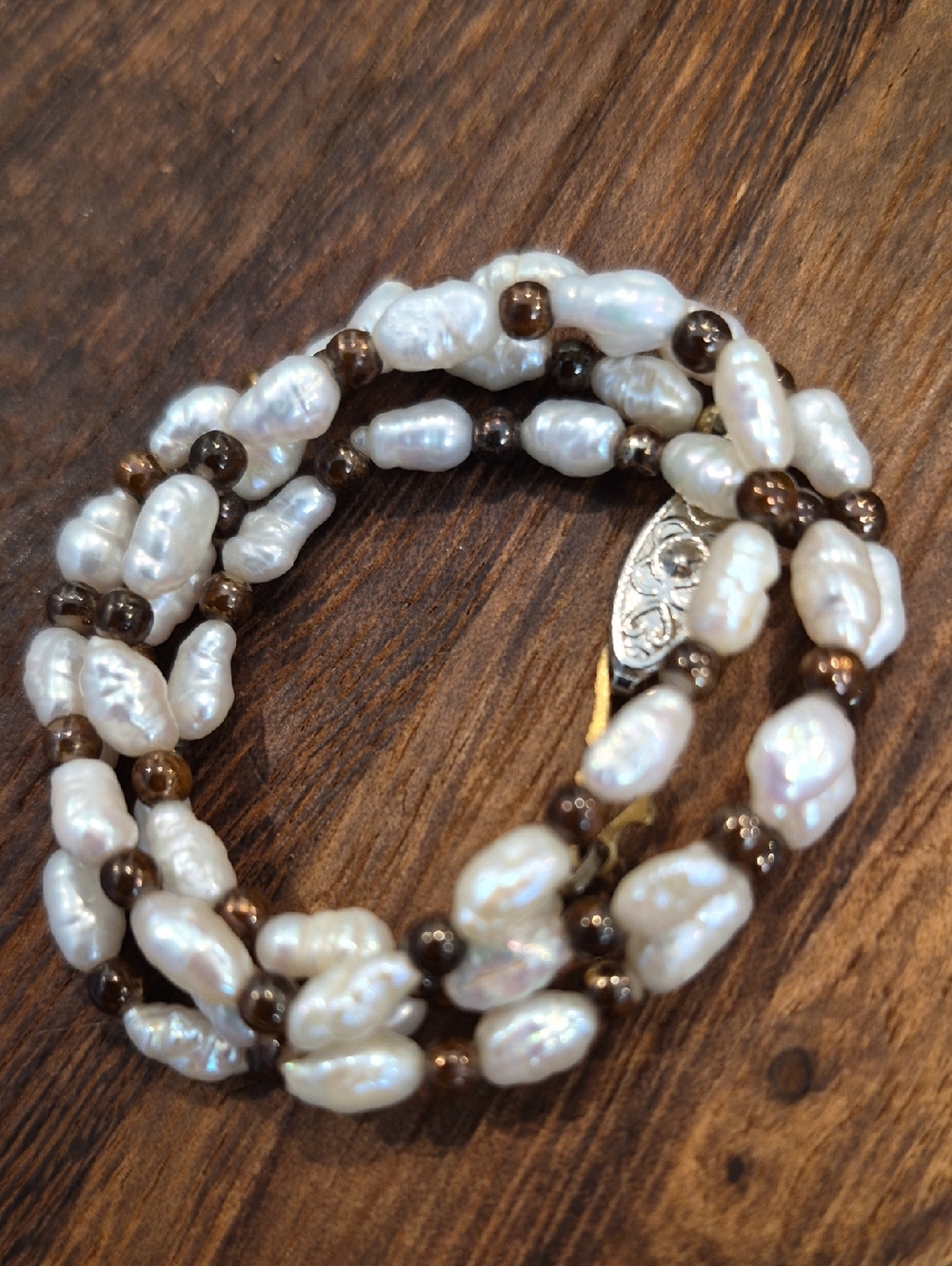 Vintage Freshwater Pearl Seed Bead Necklace, Hook Closure - Picture 4 of 6
